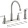 RAINMAX Kitchen Faucet with Sprayer Brushed Nickel Stainless Steel Kitchen Sink Faucet with Side Sprayer 3 Hole or 4 Hole Faucet for Kitchen Sink Commercial RV Laundry Utility Kitchen Faucet KMF023L1