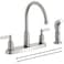 RAINMAX Kitchen Faucet with Sprayer Brushed Nickel Stainless Steel Kitchen Sink Faucet with Side Sprayer 3 Hole or 4 Hole Faucet for Kitchen Sink Commercial RV Laundry Utility Kitchen Faucet KMF023L1