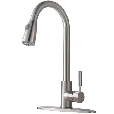 Comllen Kitchen Faucet with Pull Down Sprayer Brushed Nickel Stainless Steel Kitchen Faucets Commercial Pull Out High Arc Single Lever Sink Faucet for Kitchen Farmhouse Utility RV Bar Laundry Sink