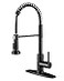 OWOFAN Black Kitchen Faucet with Pull Down Sprayer Stainless Steel Commercial Single Handle Classic Spring Pull Out Kitchen Sink Faucet for Pot Filler Farmhouse Camper Bar Laundry Room 866080R