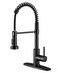 OWOFAN Black Kitchen Faucet with Pull Down Sprayer Stainless Steel Commercial Single Handle Classic Spring Pull Out Kitchen Sink Faucet for Pot Filler Farmhouse Camper Bar Laundry Room 866080R