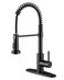 OWOFAN Black Kitchen Faucet with Pull Down Sprayer Stainless Steel Commercial Single Handle Classic Spring Pull Out Kitchen Sink Faucet for Pot Filler Farmhouse Camper Bar Laundry Room 866080R