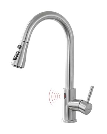 GIMILI Touchless Kitchen Faucet with Pull Down Sprayer Motion Sensor HandsFree Smart Activated Brushed Nickel Sink Faucets