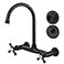 Airuida Wall Mount Matte Black Brass Faucet with Double Handle and Adjustable Adapter