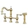 WOWOW Brass Kitchen Faucet Bridge with Side Sprayer 4 Hole Kitchen Faucet 2 Handle 8 Inch Centerset Gold Faucet for Kitchen Sinks Heritage Brushed Gold Kitchen Sink Faucet