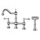 WOWOW 8 inch Centerset Bridge Kitchen Faucet with Brass Side Sprayer 2 Handles 4 Holes Antique Classic Heritage DeckMount Kitchen Sink Faucet Brushed Nickel