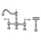 WOWOW 8 inch Centerset Bridge Kitchen Faucet with Brass Side Sprayer 2 Handles 4 Holes Antique Classic Heritage DeckMount Kitchen Sink Faucet Brushed Nickel