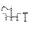 WOWOW 8 inch Centerset Bridge Kitchen Faucet with Brass Side Sprayer 2 Handles 4 Holes Antique Classic Heritage DeckMount Kitchen Sink Faucet Brushed Nickel