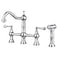 WOWOW 4 Hole Kitchen Faucet with Sprayer 8 Inch Centerset Brass Bridge Kitchen Faucet 2 Handle with Side Sprayer Vintage Farmhouse Kitchen Sink Faucet Chrome