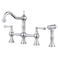 WOWOW 4 Hole Kitchen Faucet with Sprayer 8 Inch Centerset Brass Bridge Kitchen Faucet 2 Handle with Side Sprayer Vintage Farmhouse Kitchen Sink Faucet Chrome