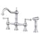 WOWOW 4 Hole Kitchen Faucet with Sprayer 8 Inch Centerset Brass Bridge Kitchen Faucet 2 Handle with Side Sprayer Vintage Farmhouse Kitchen Sink Faucet Chrome