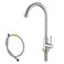 KirlystonE Cold Water Only Kitchen Faucet Solid Stainless Steel Bar Deck Mount Cold Faucet for Outdoor Sink with Supply Line