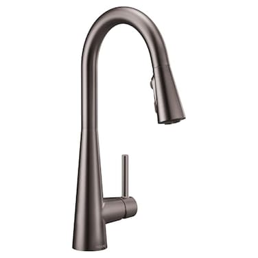 Moen Sleek Black Stainless OneHandle SingleHole Pulldown Kitchen Faucet with PowerBoost Technology for Faster Water Flow 7864BLS
