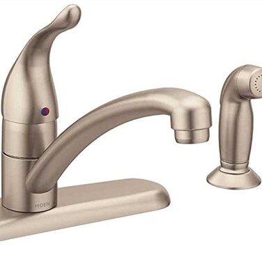 Moen 7430SRS Chateau OneHandle LowArc Kitchen Faucet with Side Sprayer Spot Resist Stainless