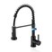 LUFEIDRA Black Kitchen Faucet with Pull Down Sprayer High Arc Spring 304 Stainless Steel Single Handle 1 or 3 Hole 2 Mode Kitchen Faucets for Farmhouse RV Camper Laundry Wet Bar Pot Filler Faucets