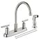 Cinwiny Kitchen Faucets High Arc 360Rotating Spout Kitchen Sink Faucet 2 Handle 8 Inch Centerset RV Kitchen Faucet with Supply Lines 3 or 4 Hole Kitchen Faucet with Side Sprayer Brushed Nickel