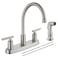 Cinwiny Kitchen Faucets High Arc 360Rotating Spout Kitchen Sink Faucet 2 Handle 8 Inch Centerset RV Kitchen Faucet with Supply Lines 3 or 4 Hole Kitchen Faucet with Side Sprayer Brushed Nickel