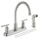 Cinwiny Kitchen Faucets High Arc 360Rotating Spout Kitchen Sink Faucet 2 Handle 8 Inch Centerset RV Kitchen Faucet with Supply Lines 3 or 4 Hole Kitchen Faucet with Side Sprayer Brushed Nickel