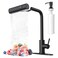 AVSIILE Matte Black Waterfall Kitchen Faucets with Pull Down Sprayer Soap Dispenser Single Hole Handle Pull Out Tap Stainless Steel Sink Faucet Suitable for Farmhouse Camper Laundry Rv Bar