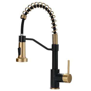 AIMADI Black Faucet KitchenCommercial Black Gold Kitchen Faucet Matte Black Modern Single Handle Kitchen Faucet with Pull Down Sprayer for Rv Farmhouse Camper