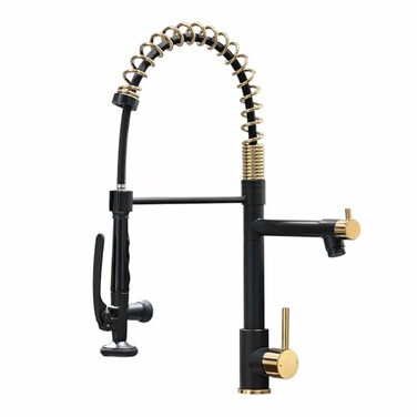Fapully BlackGold Kitchen Faucet with SprayerCommercial Pull Down Kitchen Faucet for Kitchen Sink