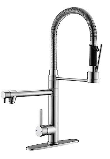 GIMILI Commercial DualSpout Kitchen Sink Faucet with Pull Down Sprayer Brushed Nickel