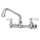 BWE Kitchen Faucet Wall Mount Commercial Sink Faucet Tap Water Faucets Kitchen Utility Laundry 8 Swivel Spout 2 Dual Handle Restaurant Chrome Mixer Tap