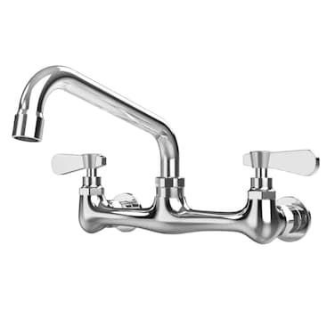 BWE Kitchen Faucet Wall Mount Commercial Sink Faucet Tap Water Faucets Kitchen Utility Laundry 8 Swivel Spout 2 Dual Handle Restaurant Chrome Mixer Tap