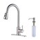 Keer Brush Nickel Single Handle Pull Down Kitchen Faucet with Soap Dispenser 3 Modes Sprayer Easy Assembly Single Handle High Arc Stainless Steel Faucet