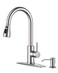 FORIOUS Kitchen Faucet with Soap Dispenser Brushed Nickel Single Handle Stainless Steel Transitional Sink Faucet with Pull Down Sprayer 1 or 3 Hole Suitable for Farmhouse Laundry Camper RV Bar