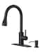 FORIOUS Black Kitchen Faucet with Soap Dispenser Single Handle Stainless Steel Transitional Sink Faucet with Pull Down Sprayer 1 or 3 Hole Suitable for Farmhouse Laundry Camper RV Bar
