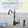Gerber Opulence Black Kitchen Faucet with Side Spray Farmhouse Style Single Handle HeavyDuty Brass Construction 2Hole Installation in Satin Black D401157BS