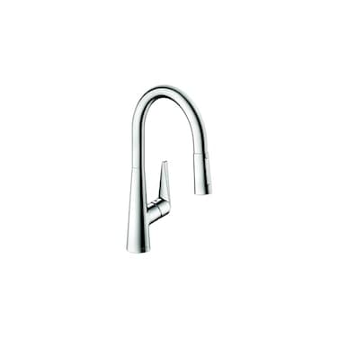 hansgrohe Talis S Chrome High Arc Kitchen Faucet Kitchen Faucets with Pull Down Sprayer Faucet for Kitchen Sink Magnetic Docking Spray Head Chrome 72813001