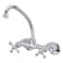 Kingston Brass KS214M High Arch Spout for Wall Mount Kitchen Faucet with Metal Cross Handle Polished Chrome658 inch spout reach