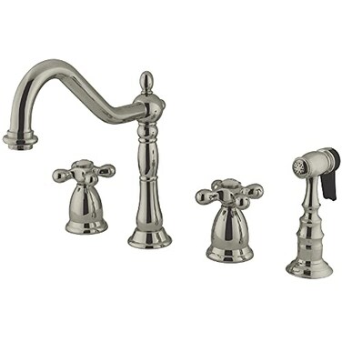 Kingston Brass KS1798AXBS Heritage Widespread Kitchen Faucet with Handle and Brass Sprayer Brushed Nickel 1238 x 856 x 2