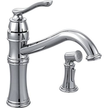 Moen 7245C Belfield Traditional One Handle High Arc Kitchen Faucet with Side Spray and Optional Deckplate Included Chrome