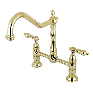Kingston Brass KS1172AL Heritage Bridge Kitchen Faucet Polished Brass