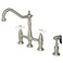 Kingston Brass KS1278PXBS Heritage Kitchen Faucet with Brass Sprayer 834Inch Brushed Nickel