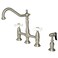 Kingston Brass KS1278PXBS Heritage Kitchen Faucet with Brass Sprayer 834Inch Brushed Nickel
