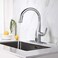 WOWOW Kitchen Faucet with Pull Down Sprayer Pull Down Faucet with Dual Function Sprayer SingleHandle Rv Utility Sink Faucets Kitchen Leak Free Elegant Gooseneck Chrome Bar Sink Cold Water Faucets