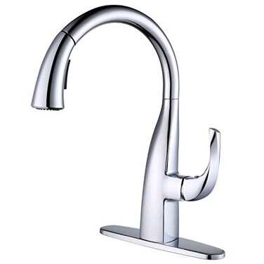 WOWOW Kitchen Faucet with Pull Down Sprayer Pull Down Faucet with Dual Function Sprayer SingleHandle Rv Utility Sink Faucets Kitchen Leak Free Elegant Gooseneck Chrome Bar Sink Cold Water Faucets