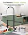 WOWOW Commercial Kitchen Faucet with PreRinse Sprayer 28Inch Height Solid Brass Kitchen Sink Faucet 1 or 3 Hole Deck Mount Matte Black Spring Kitchen Faucet with Dual Swing Spout