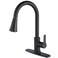 Kohonby Single Handle Kitchen Faucet with Pull Down Sprayer Modern Stainless Steel Arc Kitchen Faucet Brushed Nickel Commercial Kitchen Sink Faucet with Deck Matte Black with Pull Down Sprayer
