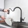 Kohonby Single Handle Kitchen Faucet with Pull Down Sprayer Modern Stainless Steel Arc Kitchen Faucet Brushed Nickel Commercial Kitchen Sink Faucet with Deck Matte Black with Pull Down Sprayer