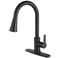 Kohonby Single Handle Kitchen Faucet with Pull Down Sprayer Modern Stainless Steel Arc Kitchen Faucet Brushed Nickel Commercial Kitchen Sink Faucet with Deck Matte Black with Pull Down Sprayer