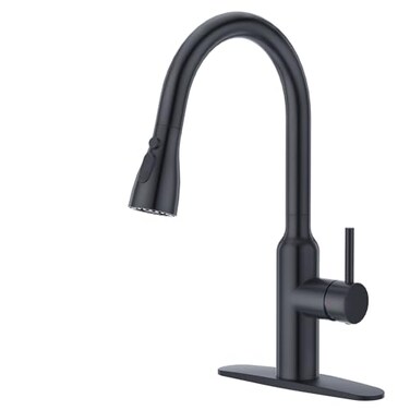 CREA Black Kitchen Faucet Pull Down Kitchen Faucets with Sprayer 3 Modes Uitility Laundry Faucets Single Hole Bar Sink Faucet 360 Swivel High Arc Stainless Steel RV Faucet Matte Black