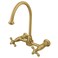 Kingston Brass KS1292AX Restoration Wall Mount Bridge Kitchen Faucet Polished Brass