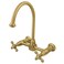 Kingston Brass KS1292AX Restoration Wall Mount Bridge Kitchen Faucet Polished Brass