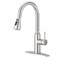 CREA Brushed Nickel Kitchen Faucets with Pull Down Sprayer Faucets for Kitchen Sink Small High Arc RV Stainless Steel Single Handle Pull Out Kitchen Sink Faucets Brushed