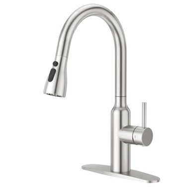 CREA Brushed Nickel Kitchen Faucets with Pull Down Sprayer Faucets for Kitchen Sink Small High Arc RV Stainless Steel Single Handle Pull Out Kitchen Sink Faucets Brushed